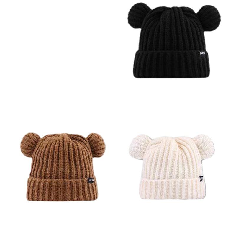 New Cute Kitten Ears Knitted Wool Hat Children's Autumn and Winter Versatile Warm Ear Hat