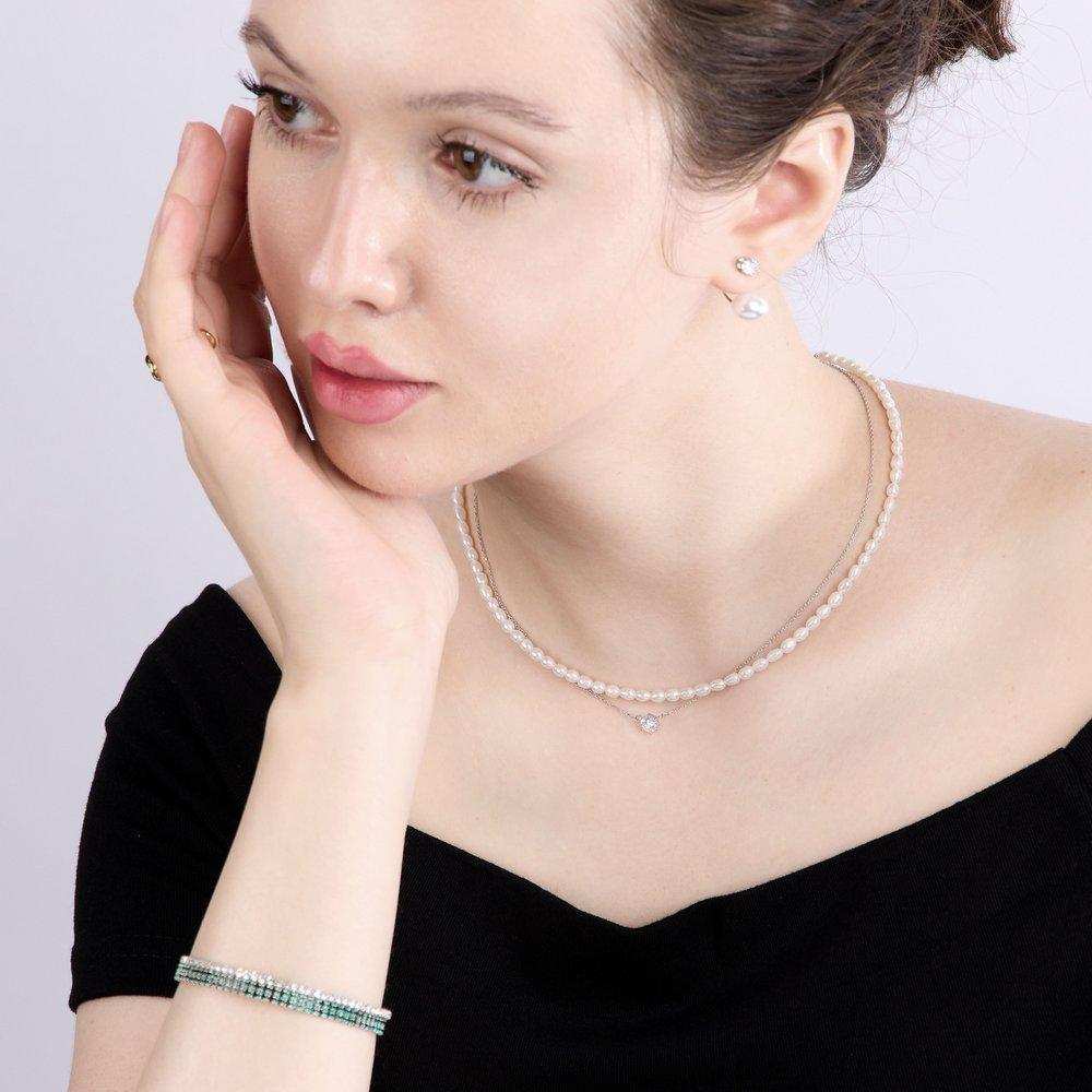 92.5 Silver Simulant Diamond 6-Prong Classic Necklace Ss323N