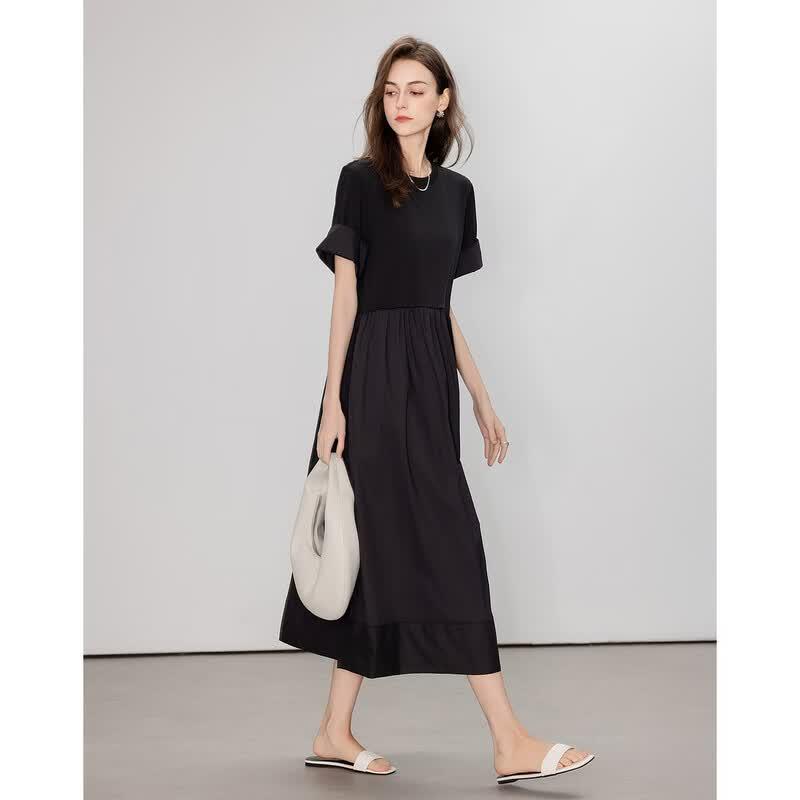 Women's French Style Cotton A-Line T-Shirt Dress