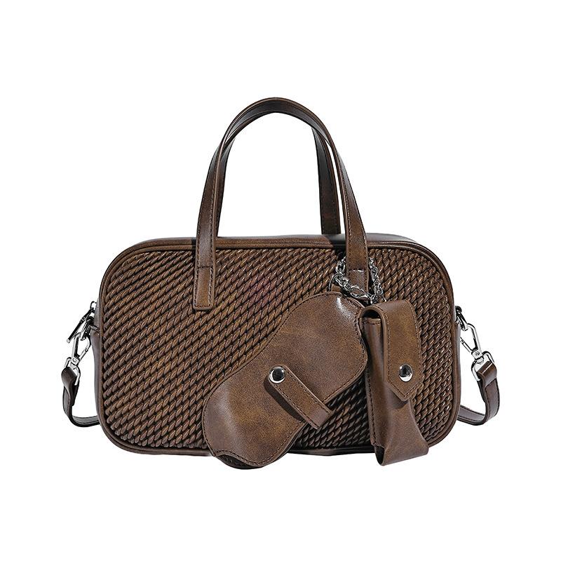 European and American Large Capacity Boston Pillow Bag Three-Dimensional Feel Fashion Handheld Camera Bag Trendy Single Shoulder Crossbody Bag