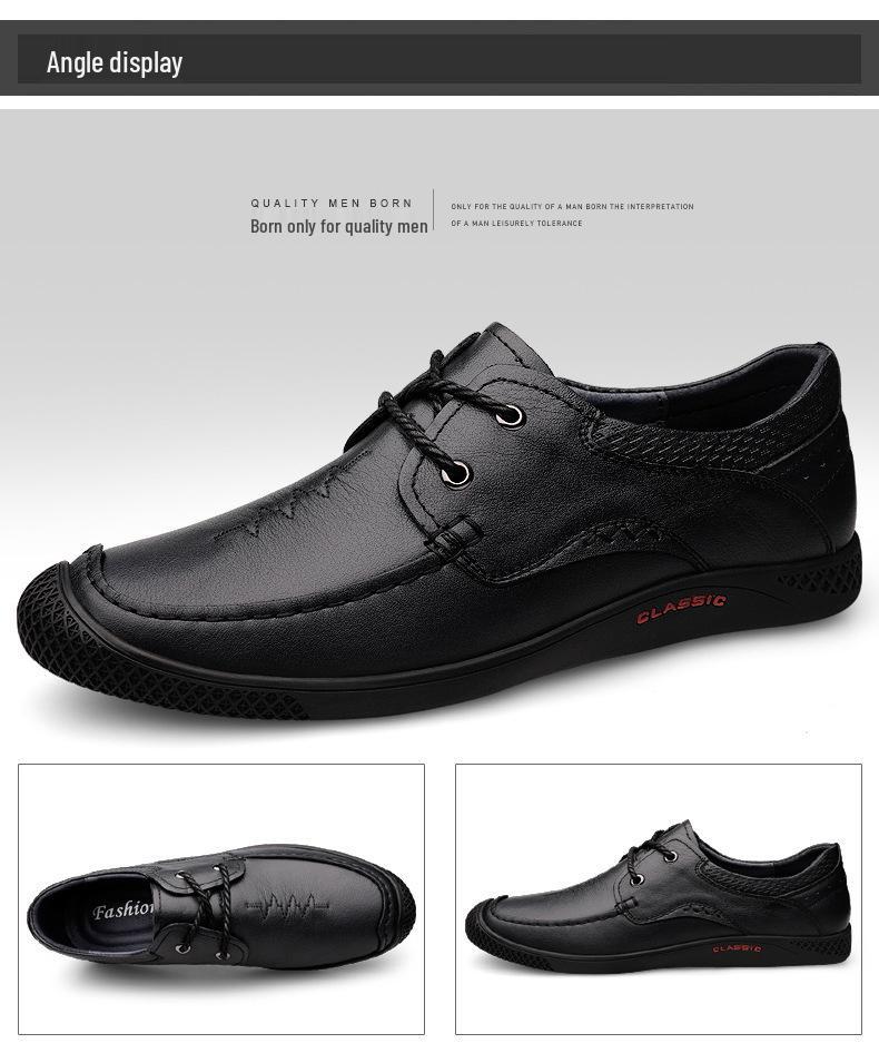 Men's Spring Lace-up Business Leather Shoes - Top Layer Cowhide, Trendy, Casual, Breathable Driving Shoes
