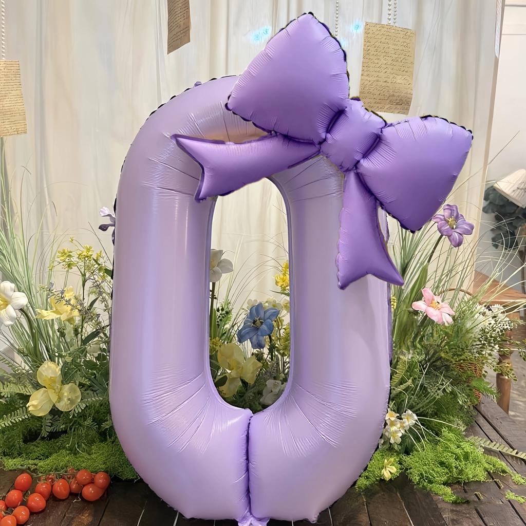 Bow 40inch Cream Purple Number 0-9 Balloon Children Adult Birthday Decoration Festive Party Supplies Anniversary Balloon