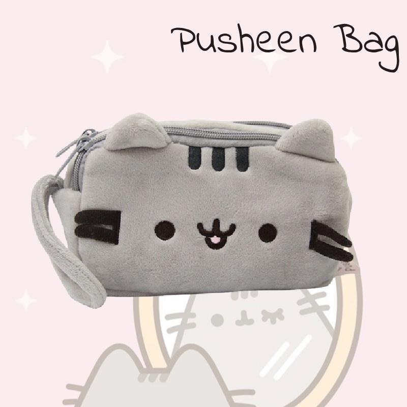 Pusheen Cat Makeup Soft Plush Doubledeck Zipper Bag Portable Cartoon  Box Gift