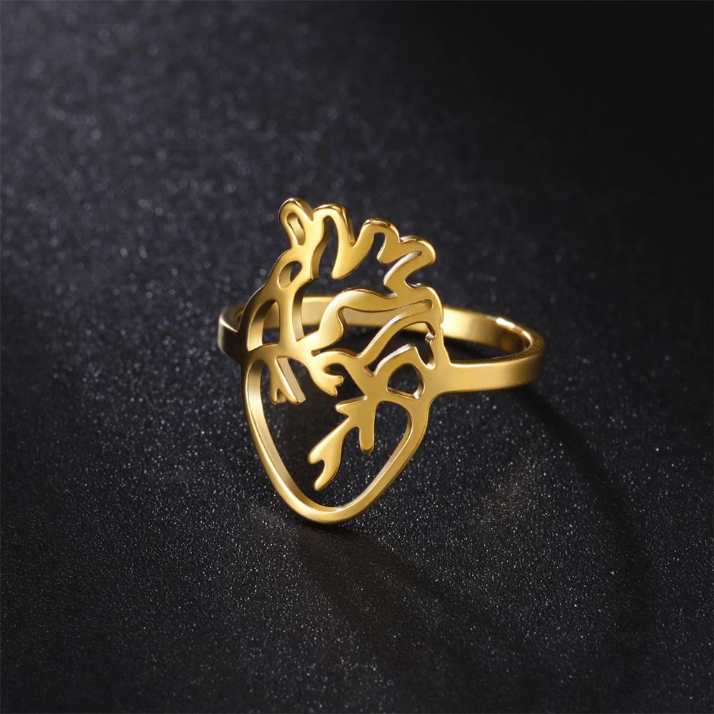 My Shape Fashion Anatomical Heart Rings for Women Men Medical Biology  Finger Rings Stainless Steel Jewelry Gifts for Doctor