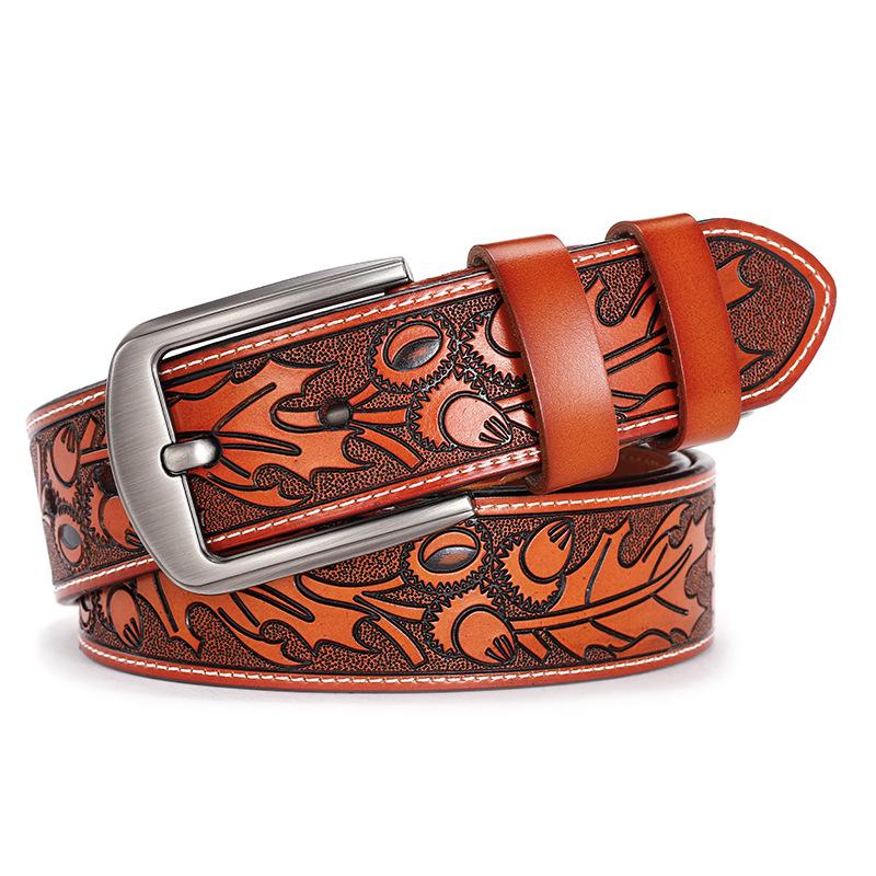 Leren Riem, Heren Leren Riem, Retro Pure Koeienhuid Riem Voor Mannen 105cm black