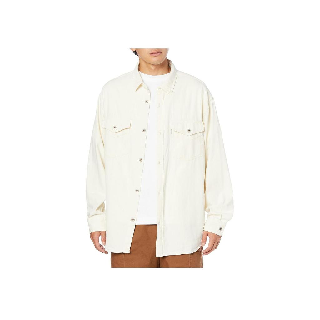 Levis FW23 SilverTab Series Solid Color Pocket Button Long Sleeve Shirt Men Shirts Off-White A5767-0000