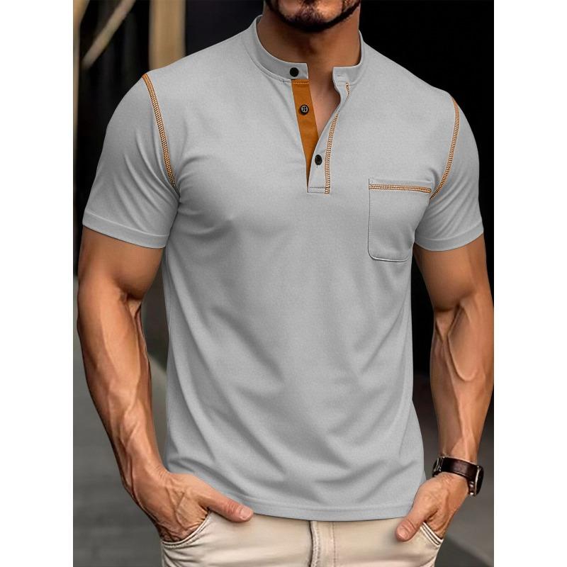 Men's Quick-Dry Short-Sleeved Henley Polo: Breathable Summer Casual T-Shirt in Plus Sizes
