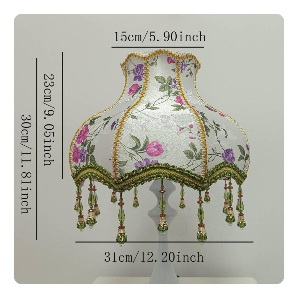 Lampshade with Bead Fringe Boho for Living Room, Cottage Decor
