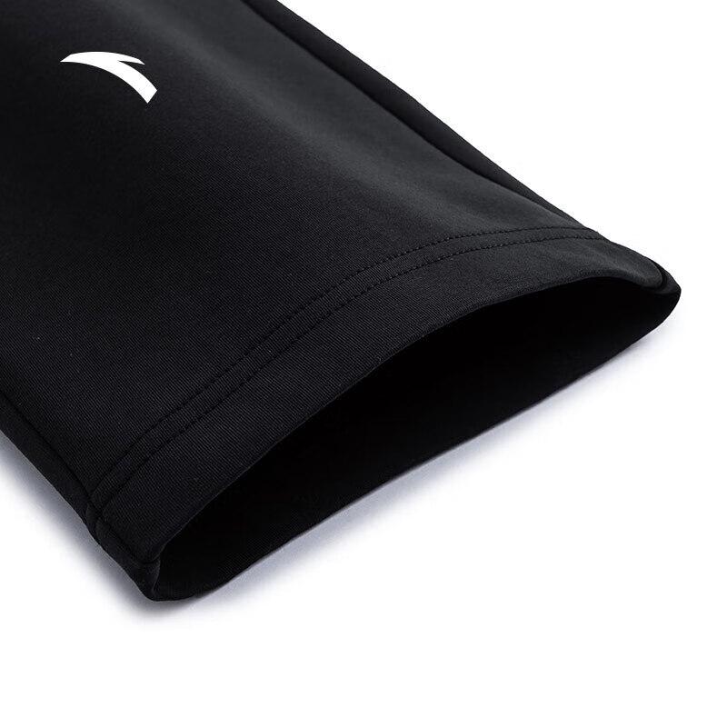 Anta Solid Color Mid Waist High Elastic Straight Casual Pants Men bottoms Black 152427330-1