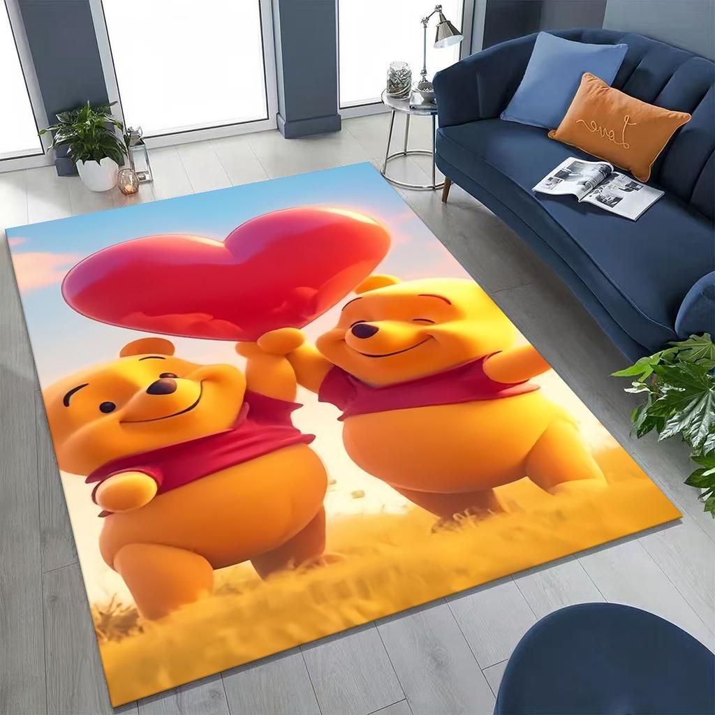 New Cute Winnie Pooh Bear Cartoon Rug for Bedroom Living Room Sofa Home Doormat Decor, Large Kids Play Non-slip Floor Mat