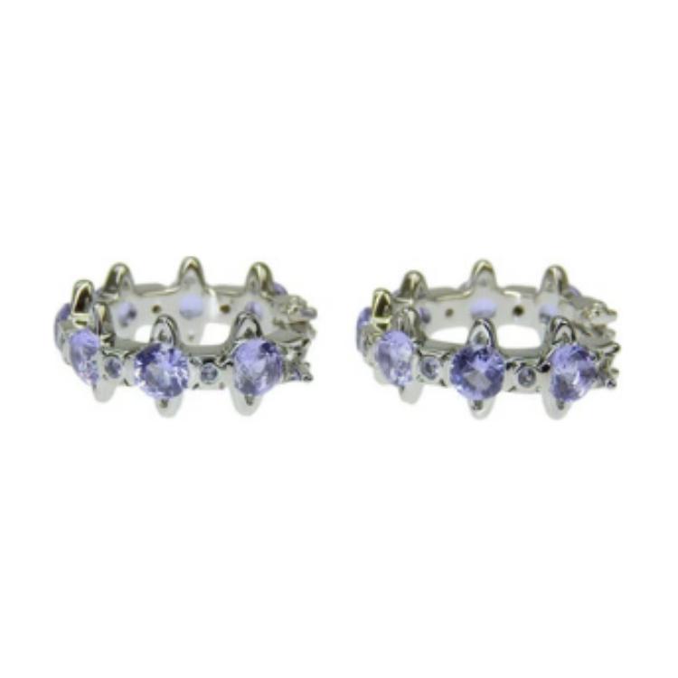 Vivienne Westwood Warwick Saturn Studded Detail Silver Hoop Earrings Women earrings Lavender 6203007T02P250