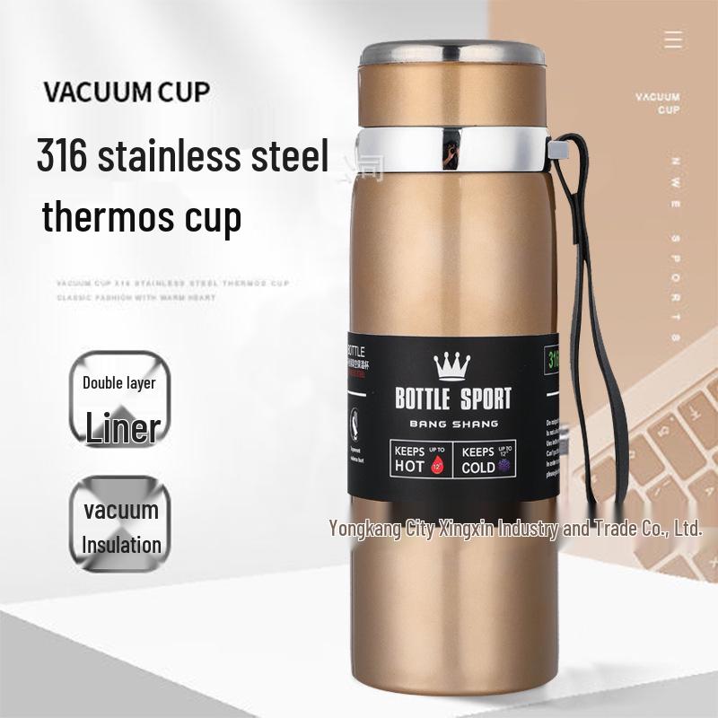 Large Capacity Stainless Steel Insulated Sports Water Bottle with Strap - Ideal for Climbing, Outdoor Activities, and Business Gifts