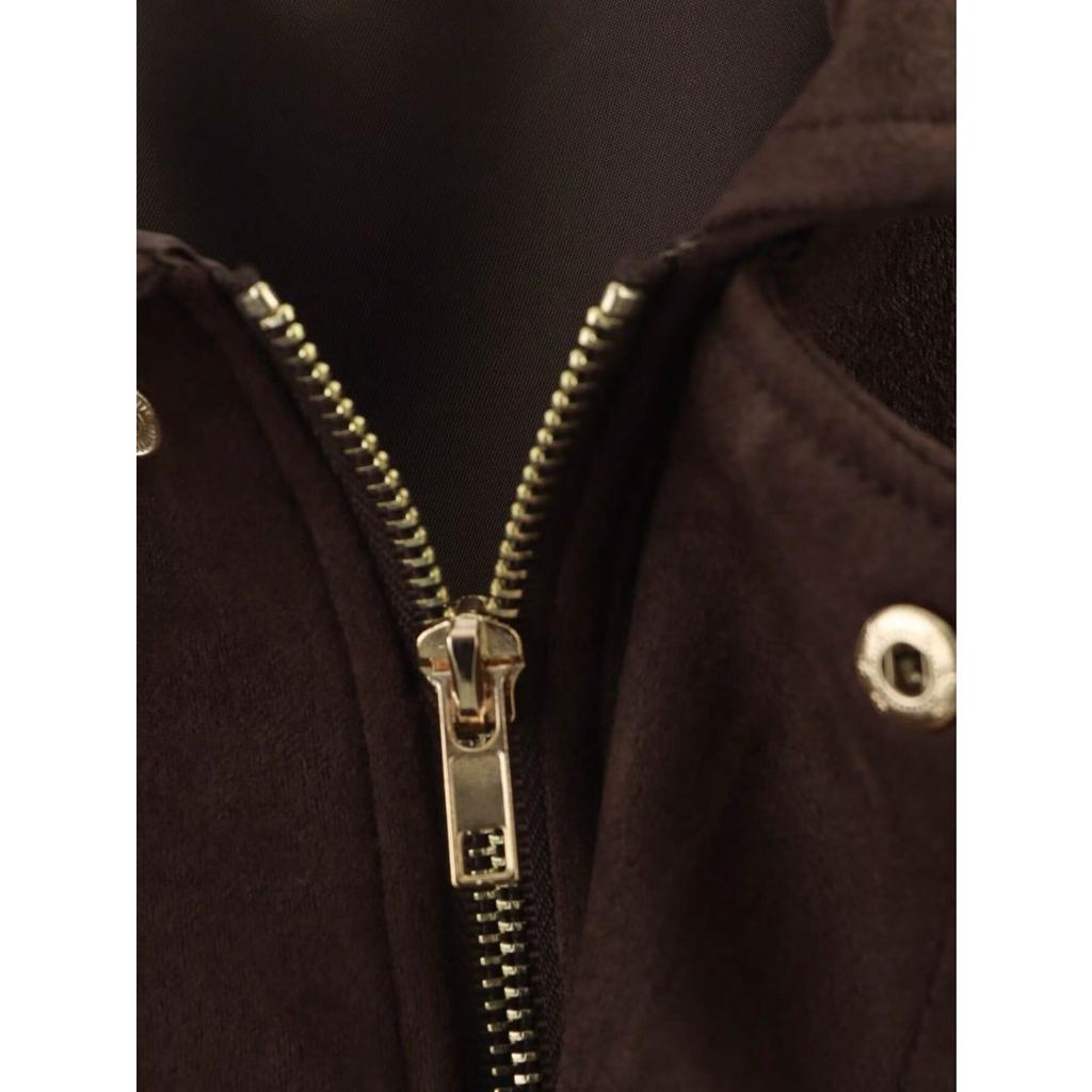 Damen Kurze Pilotenjacke Frühling/Herbst/Winter Jacke Locker Langarm Reißverschluss Retro Jacke Damen Neue Jacke