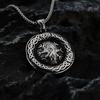 Viking Style Men's Pendant Necklace With Tree Of Life Dragon Compass In Antique Stainless Steel
