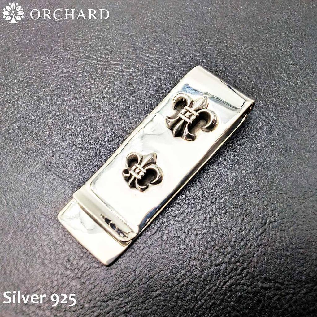 Sterling Silver 925 Money Clip for Men and featuring a lily Women, (fleur-de-lis) design.