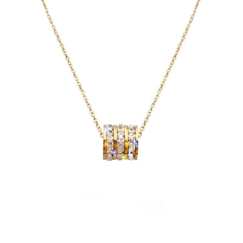 18K Gold Plated Titanium Steel Clavicle Necklace: Diamond Accented, Colorfast, Versatile, Light Luxury Style