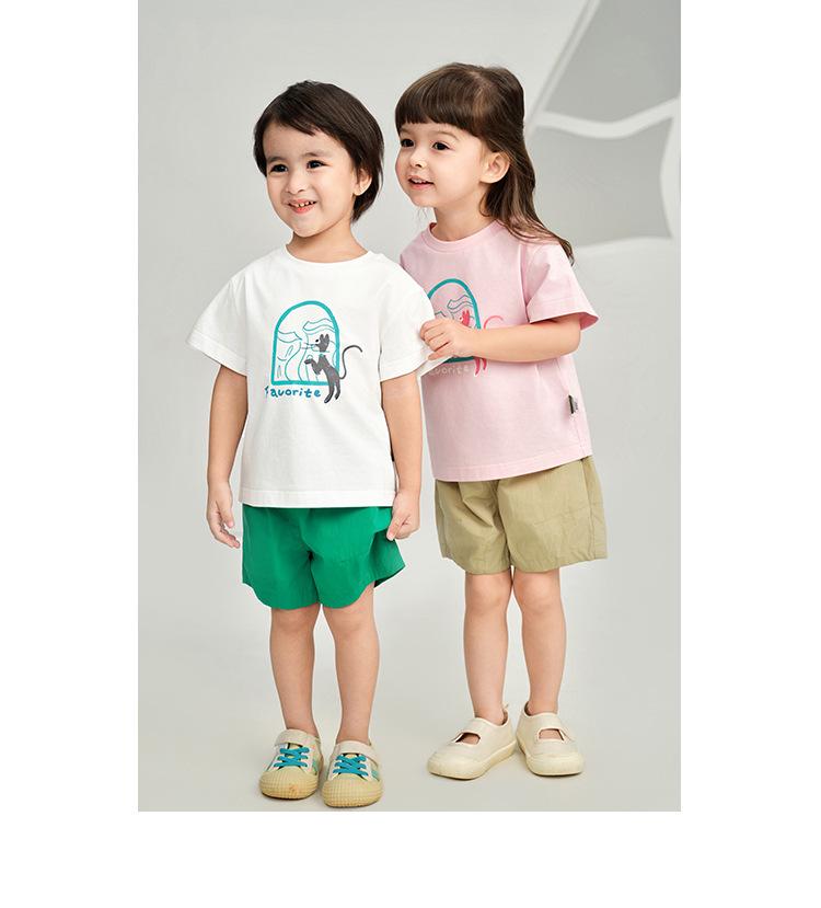 Tongbei Kids' 2024 Summer Korean Style Family T-Shirt - Simple Solid Color for Parent-Child Outfits