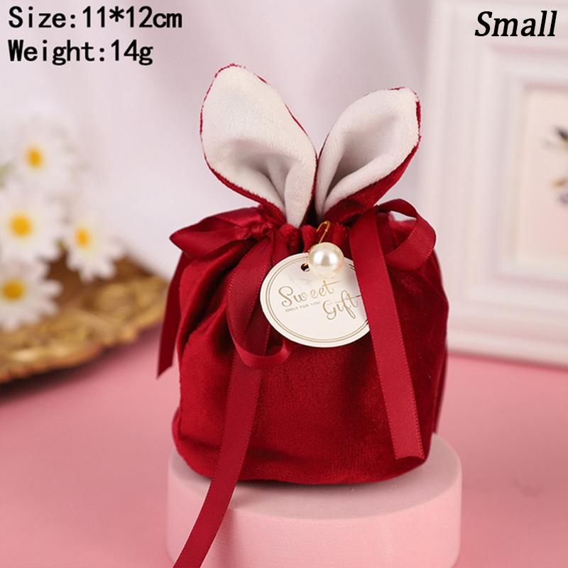 Velvet Easter Bunny Rabbits Bags Cute Bunny Gift Packing Bags Dropshipping Rabbit Chocolate Candy Bags Wedding Birthday Party