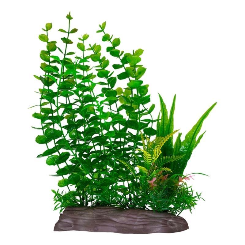Fishtanks Landscaping Water Plant with Base Aquariums Safe Decorative Green Plant