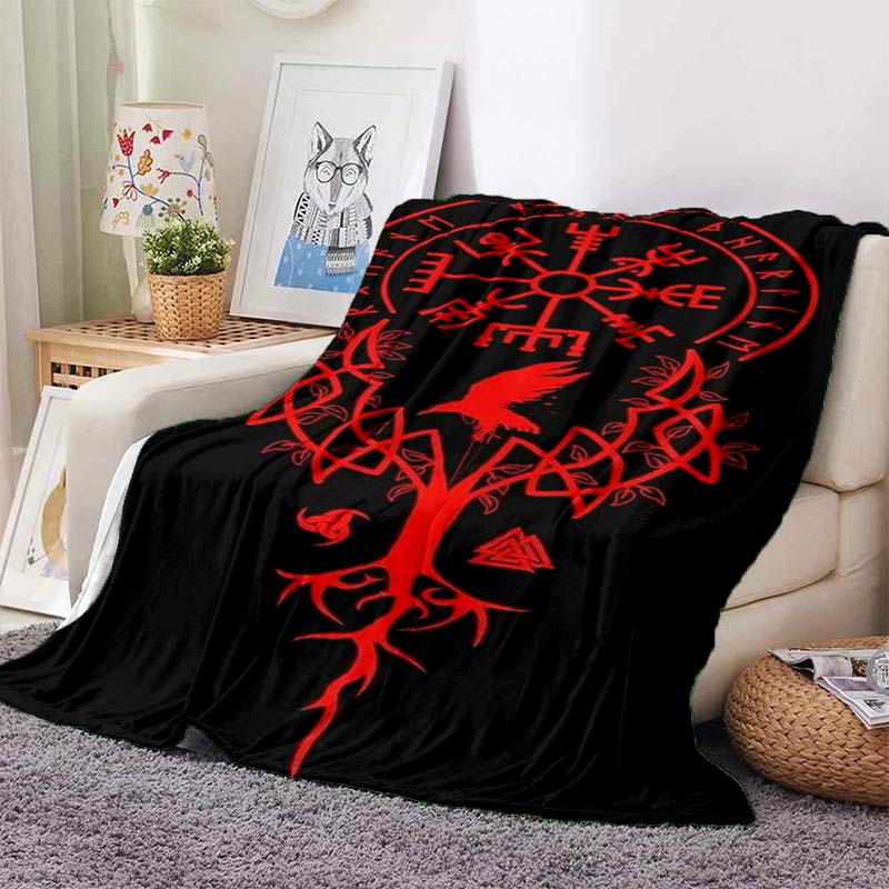 new model Viking Norse Rune Symbol Print Flannel Blanket Cozy Warm Throw Sofa Bedroom Present Indoor Home Seasonal Bedding Decor