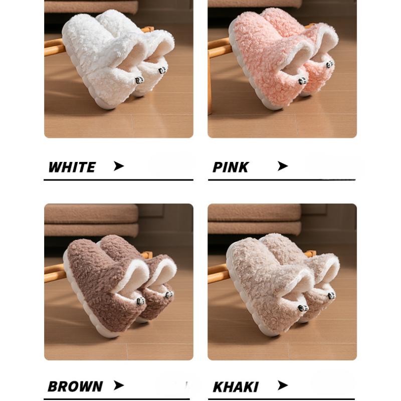 High-heeled Cotton Shoes Women's Warm Plush Thick-soled Stepping On Shit Indoor Home Non-slip Cotton Slippers