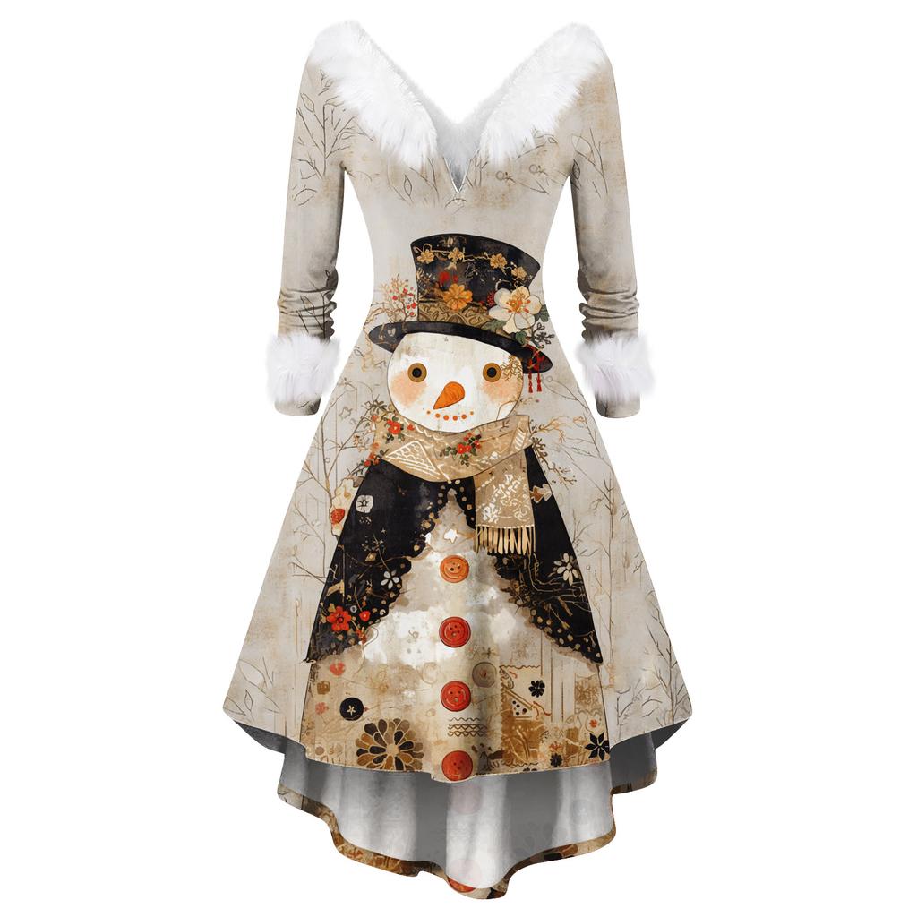 Vestidos estampados de fiesta de Navidad para mujer, vestidos vintage de Navidad a media pierna, vestidos casuales, vestidos de cóctel, vestidos de fiesta festivos