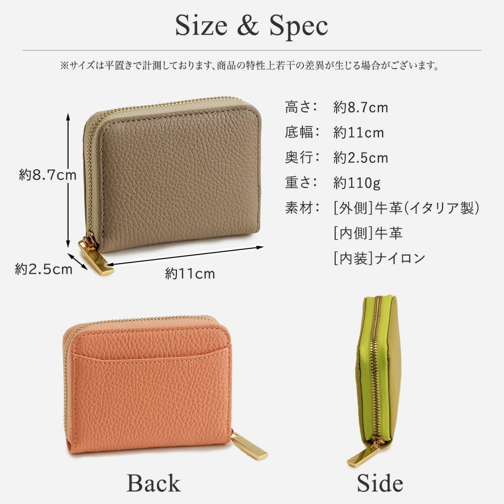 Pragma Bellows Mini Holds All Genuine Italian Wallet Women's Wallet, Cards, Leather, Zip-Around (Coral Pink)