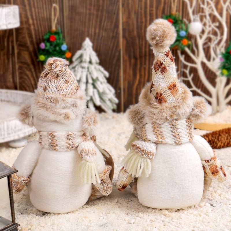 Polygonal Knit Snowman Plush with Rudolphs Hat Festival Christmas Decoration Soft Fabric Gnomes Figure