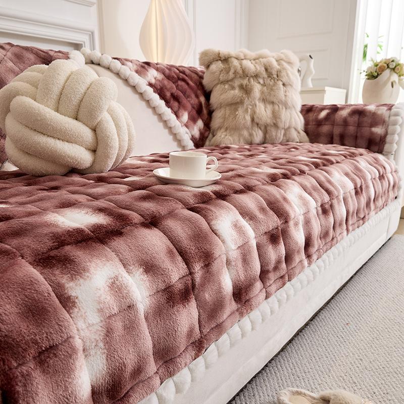 Flannel Sofa Cushion Autumn And Winter Soft And Warm  New Leather Sofa Cover Non-Slip Cover Cloth Towel Seat Cushion
