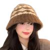 Women Fair Isle Knit Fisherman Hat Large Head Size Warm Bucket Hat