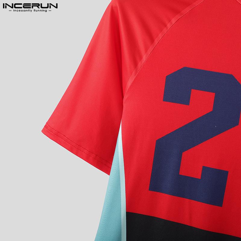 INCERUN Men's Short Sleeve Letter Print Fitted Leotard Jumpsuits Underwear One Piece Suit