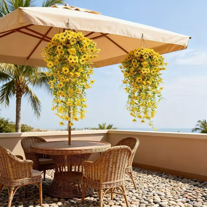 2Pcs Plastic Eucalyptus Fake Plant Decor Daisy Artificial Flowers Hanging Vines For Wedding Arch Home Garden Wall Decoration