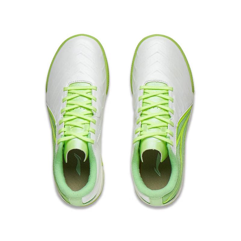 Li Ning Kids Sports Trend Rebound Wear Resistant Lightweight Non Slip Football Shoes Kids Football Shoes White Green YSTT002-1