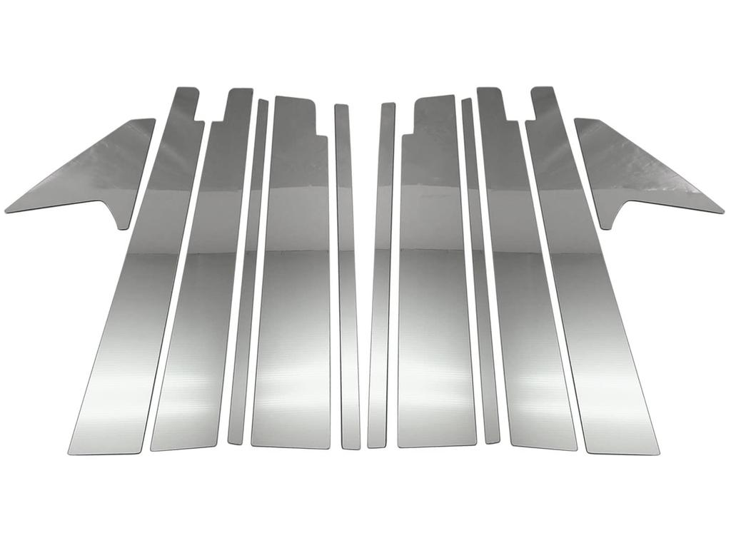 BRIGHTZ Finish Stainless Steel Pillar Panels with Visor for NHP160V NHP Probox Hybrid Ultra-Mirror (12-Piece Set) [PIL-SIL-446] NHP160, P160,