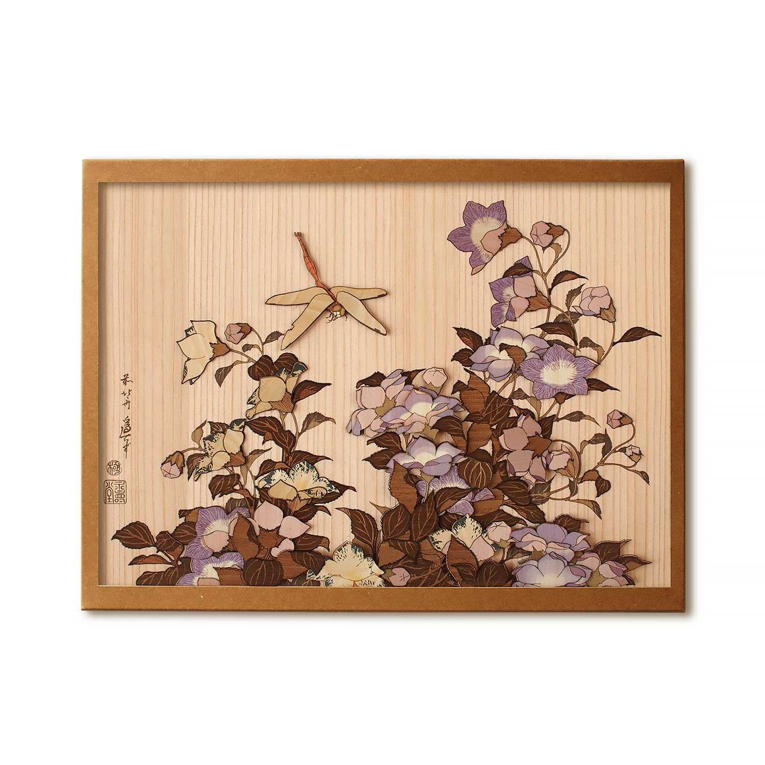 

KINOWA Dragonfly on a Bellflower Woodcut Original Handmade Kit Ukiyo-e Hokusai Flower and Bird Painting Collection Made in Japan