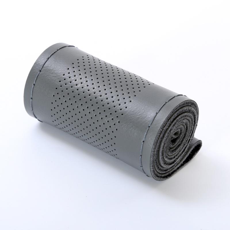 Universal Genuine Leather Steering Wheel Cover, Hand-Stitched, Breathable, All-Season, Fits All Vehicles