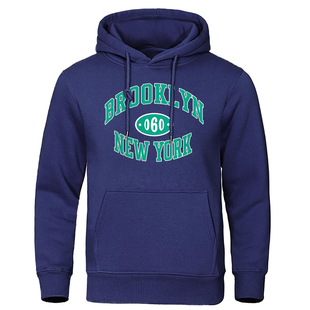 Brooklyn New York U.S.A Printing Men's Hoodie Autumn Winter Loose Clothing Warm Fleece Sweatshirts Fashion Casual Sportswear