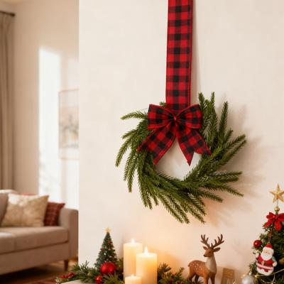 6 Pcs Mini Christmas Wreaths Artificial Norfolk Pine Wreath Small Cabinet Wreath with Bow for Kitchen Window Front Door Holiday Decor
