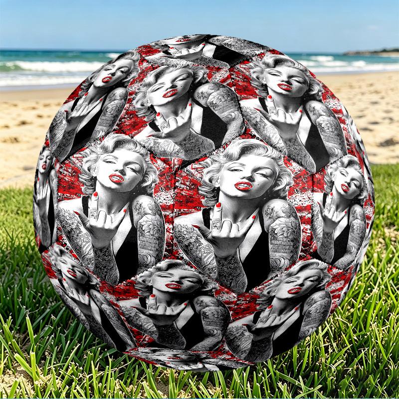 Marilyn Monroe Print Size 5 Soccer Ball, PU Wear Resistant Football for Match Training and Daily Practice, Birthday Gift for Soccer Fans