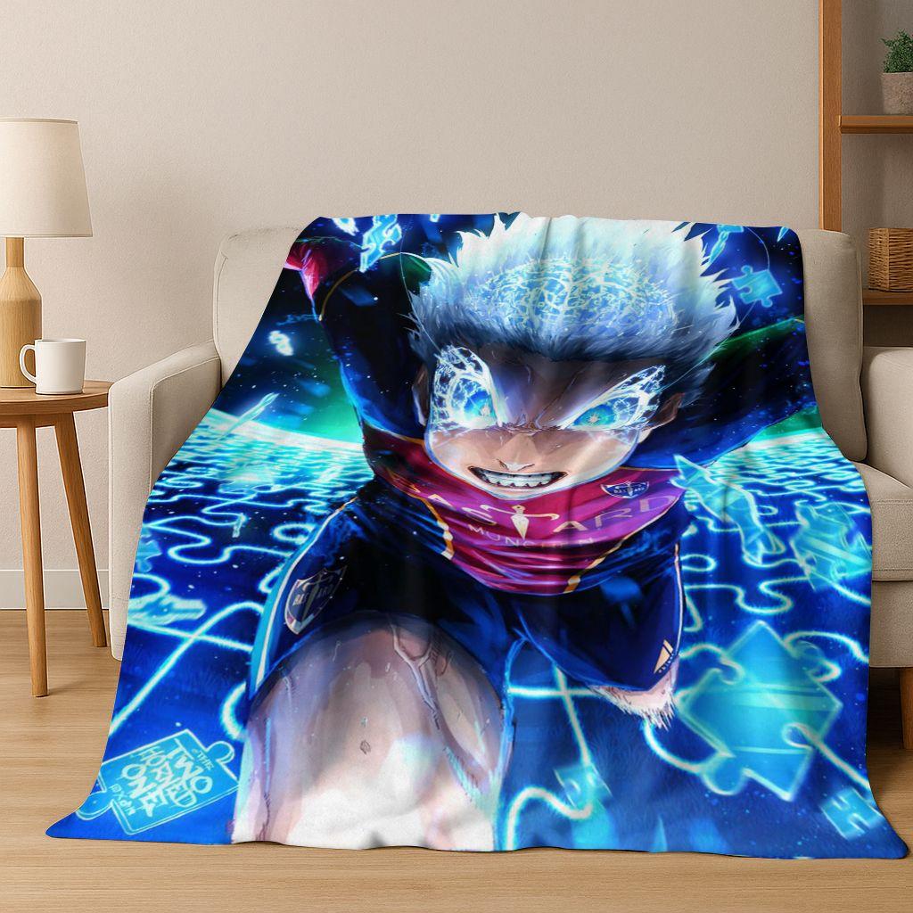 Cartoon BLUE LOCK Football Anime Isagi 3D Flannel Blanket,Warm and Cozy Soft Throw Blanket for Home Bedroom Bed Sofa Cover Kids
