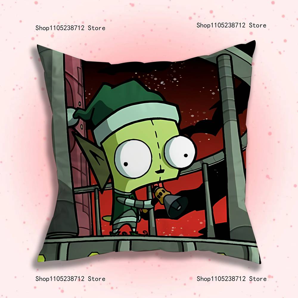 Cute Z-ZIM I-Invaders AnimePillow Case For Sofa Decor Car Office Room Printing Cushion Cover Decorations and Protector