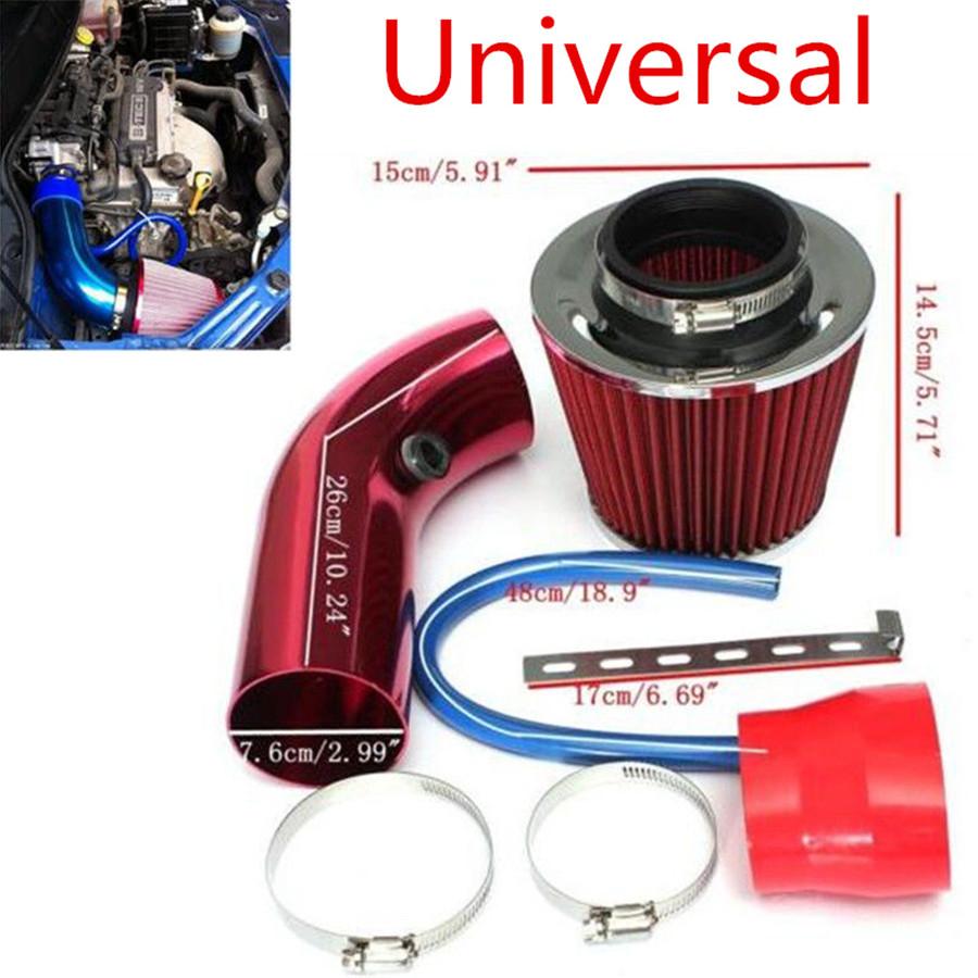 Universal Aluminum Alloy Air Intake Kit Blue Pipe Diameter 3" +Cold Air Intake Filter+ Clamp+ Accessories