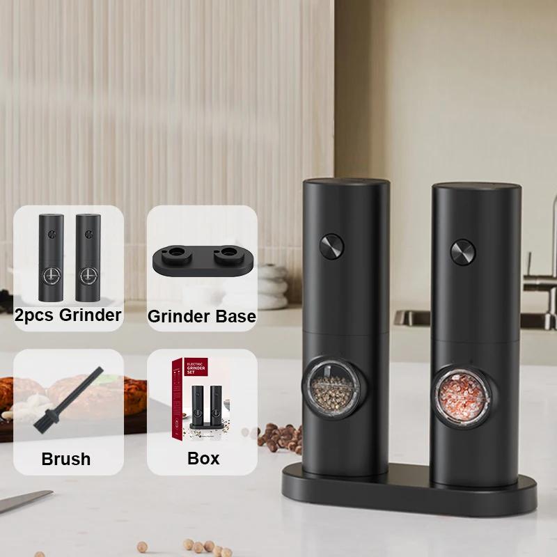 USB Rechargeable Salt Pepper Grinder With Adjustable Electric Pepper Powder Grinder Roughness Freshly Ground Pepper kitchen Tool