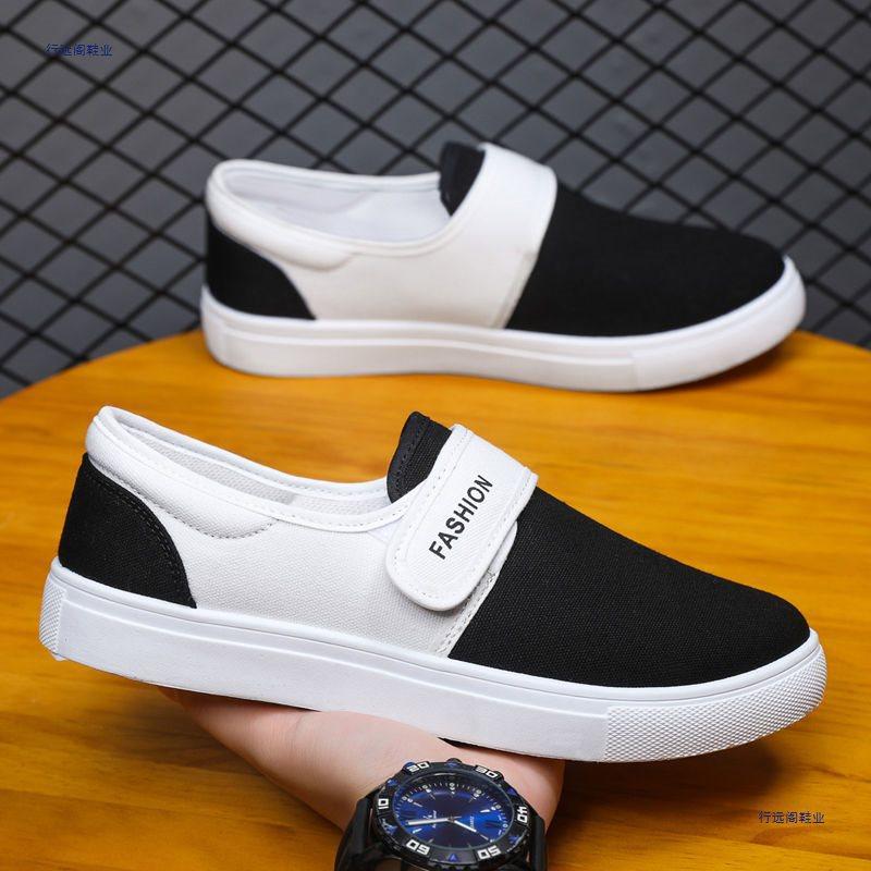 New Spring and Shoes Men's Canvas Student Pedal Sports and Leisure Large Size Magic Breathable Board Shoes Cloth Shoes