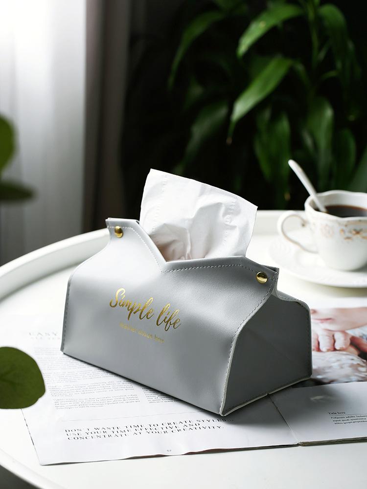 Nordic PU Leather  Tissue Box holder Car Tissue Case Living Room Pumping Paper Storage box Napkin Holder Desktop Napkin Holder