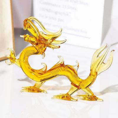 Figurine de dragon en cristal Kertari, figurine de dragon du zodiaque Feng Shui 2024, figurine de dragon du Nouvel An, porte-bonheur d'intérieur 7 cm [Produit authentique] -