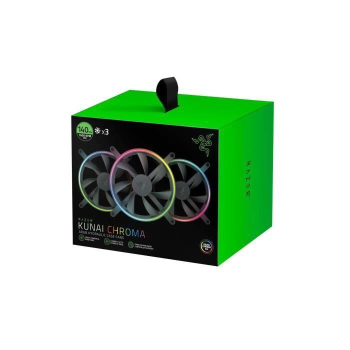 Ventilateur pc - razer - kunai 140mm argb led pwm performance fan - 3 fans (rc21-01810200-r3m1)