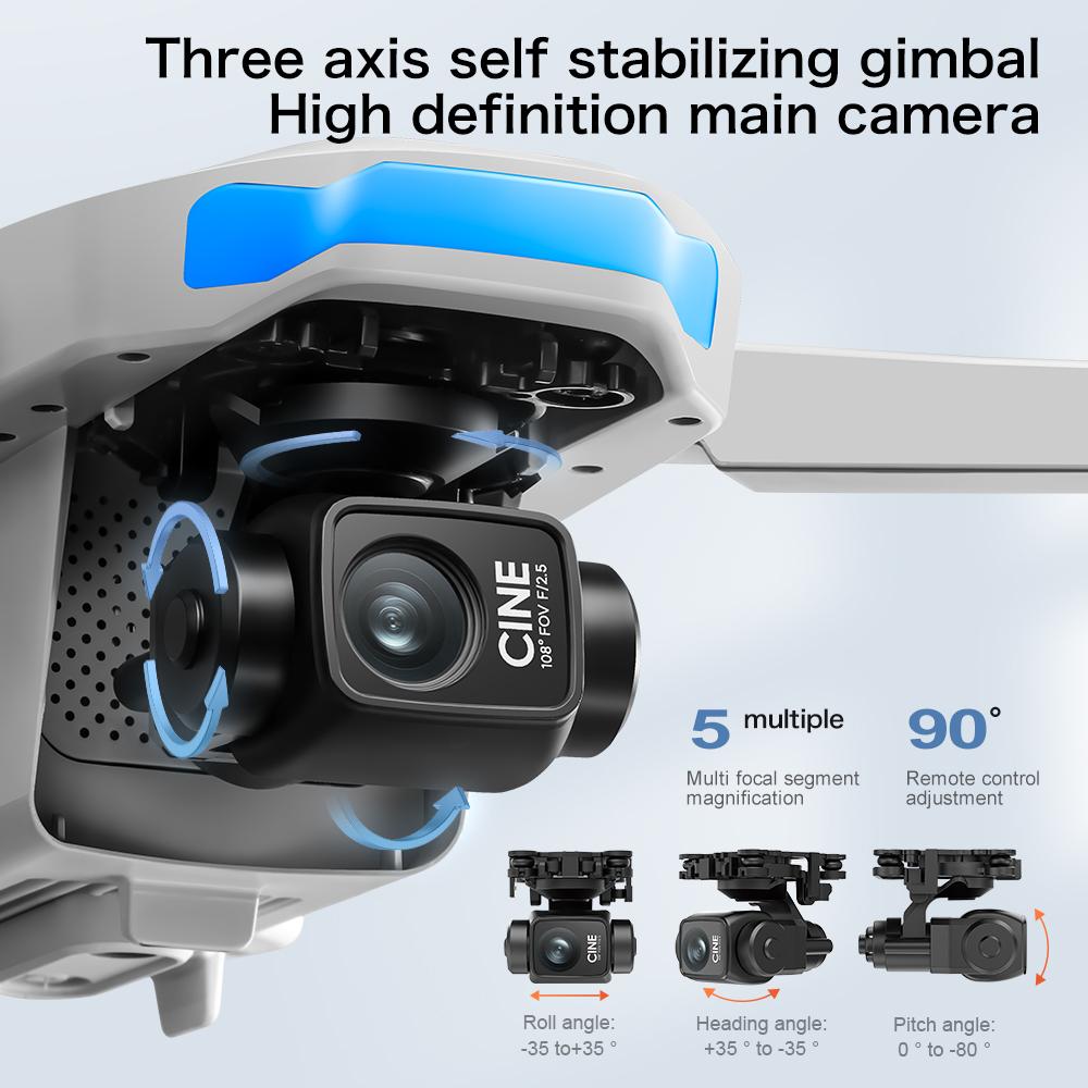 2025 NY S-X1 Mini Drone med Stor Skjerm 3-akset Gimbal Anti-risting Luftbårne Børsteløse Droner 5G GPS 8K HD Kamera EIS RC Quadcopter