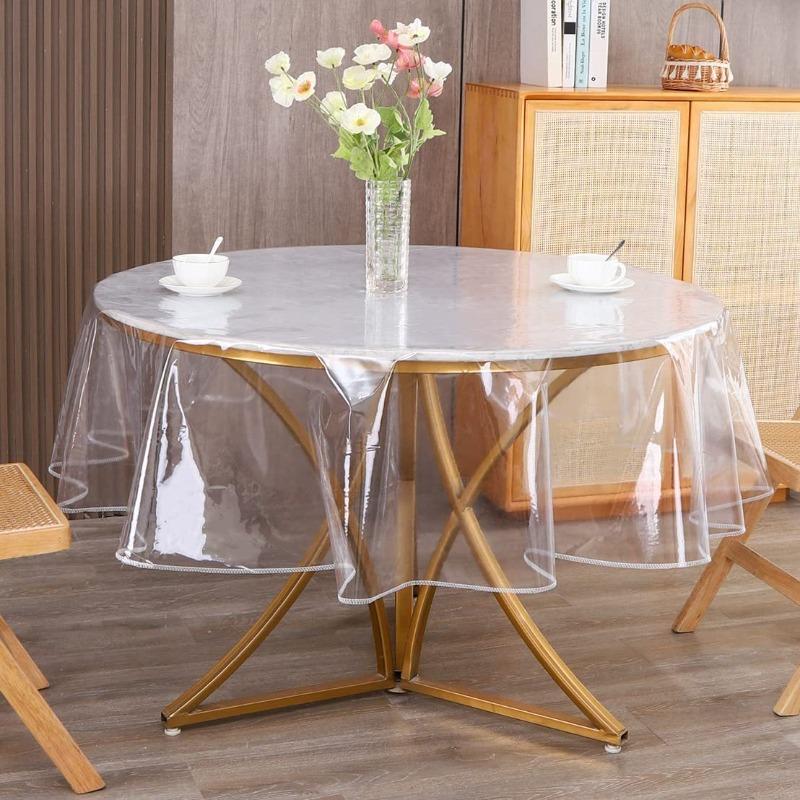 

1pcs Transparent Round Plastic Tablecloth Protective Sleeve Waterproof and Oil Proof PVC Table Cloth Rectangular Restaurant Table Decorative Fabric 48inch(122cm round) прозрачный