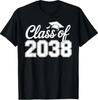 Class of 2038 Grow with Me Funny Kindergarten To Graduation T-Shirt